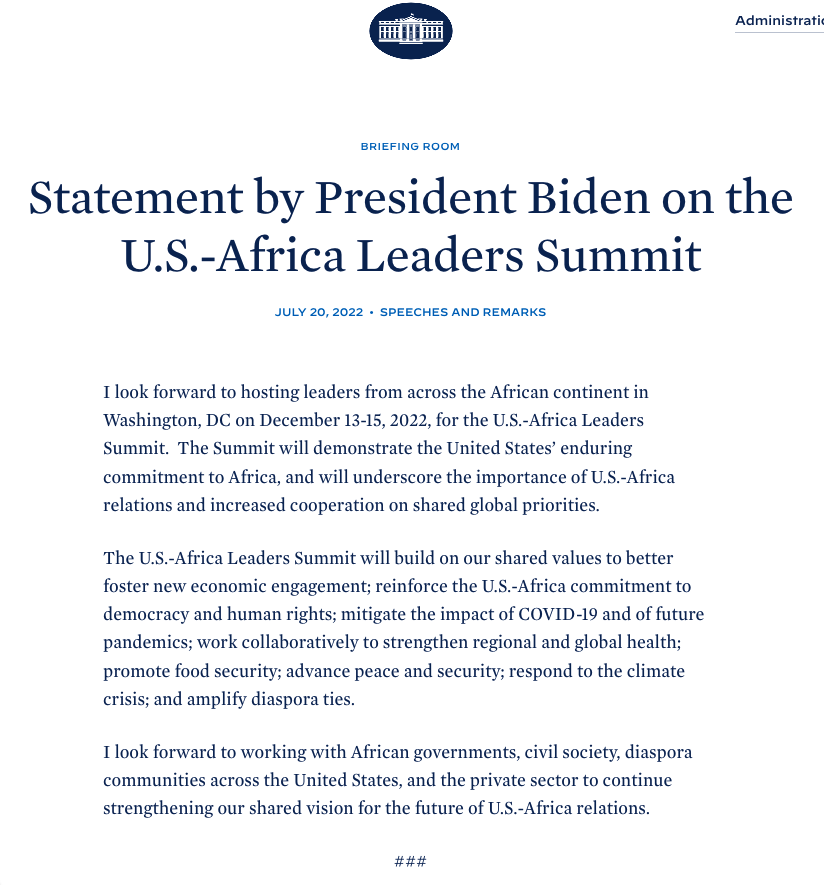 U.S. - Africa Leaders Summit
