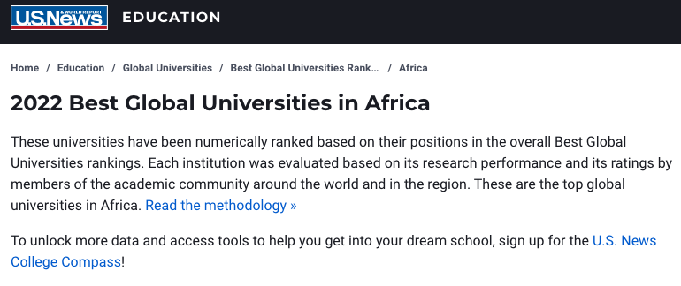 Best Universities in Africa